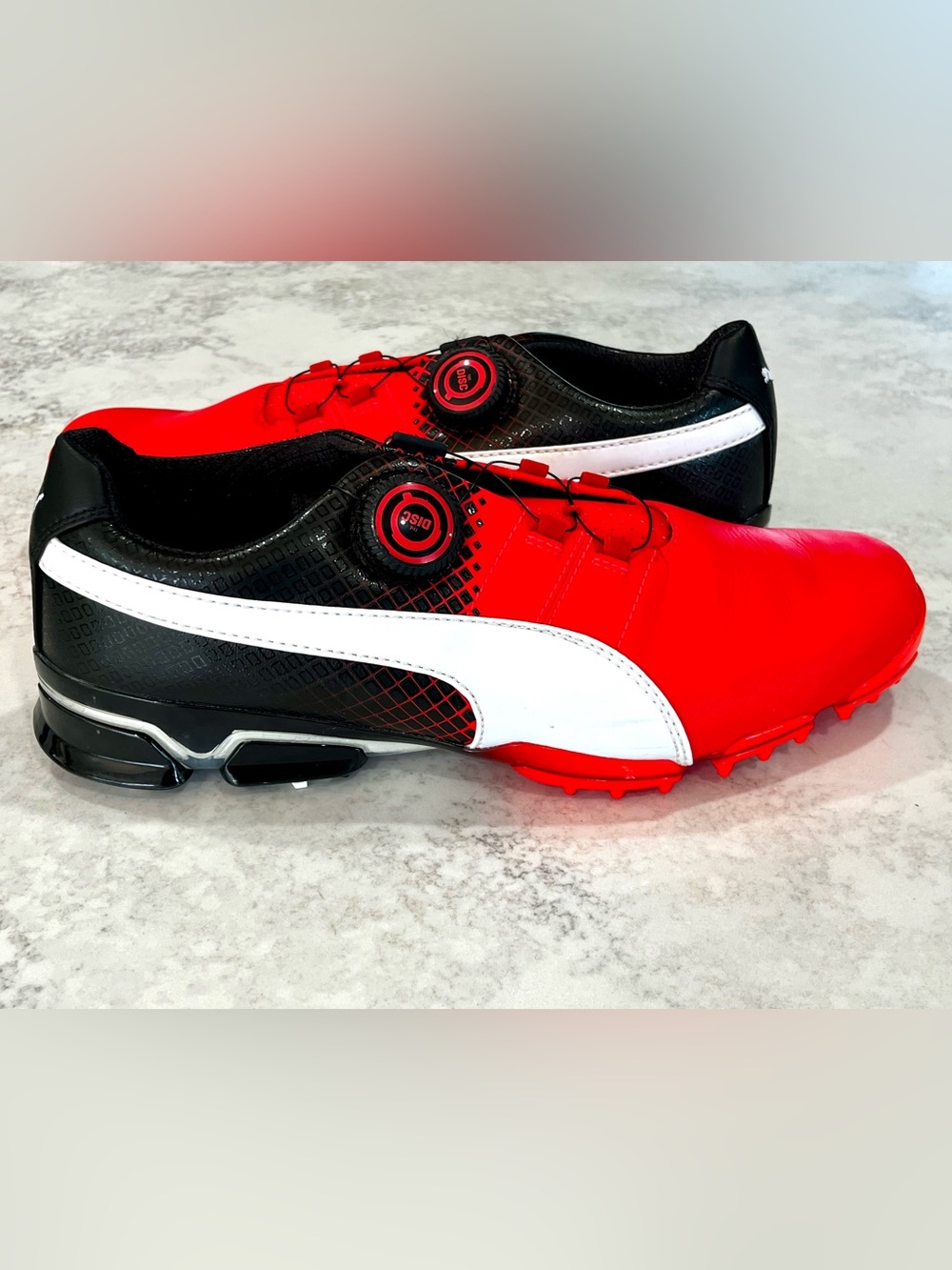 PUMA TitanTour Ignite Disc Closure Limited Ed Golf Shoes Red Blast/White/Black